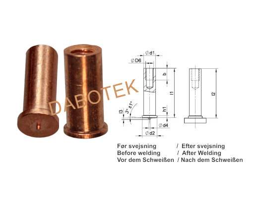 IT Tapped Stud M3-Ø5x6 Material Mild Steel 4.8 acc. EN ISO 13918