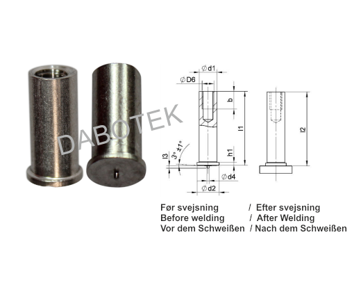 IT Tapped Stud M3-Ø5x6 Material SS304 after EN ISO 13918