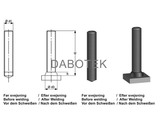 FD Threaded stud M6x20 mm Matr. A4-70 efter EN ISO 13918
