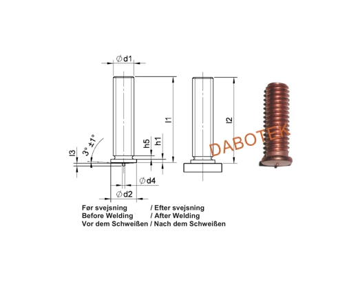 PT Threaded stud M10x20  Material Mild Steel 4.8 acc. EN ISO 13918